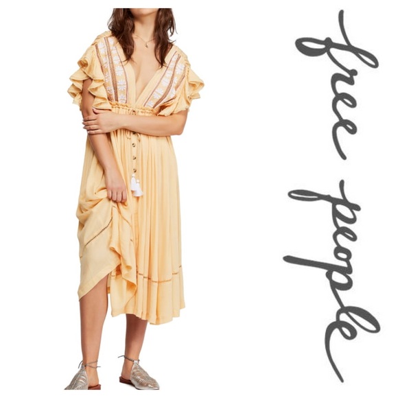 Free People Will Wait For You Midi Dress Natural - Picture 4 of 6